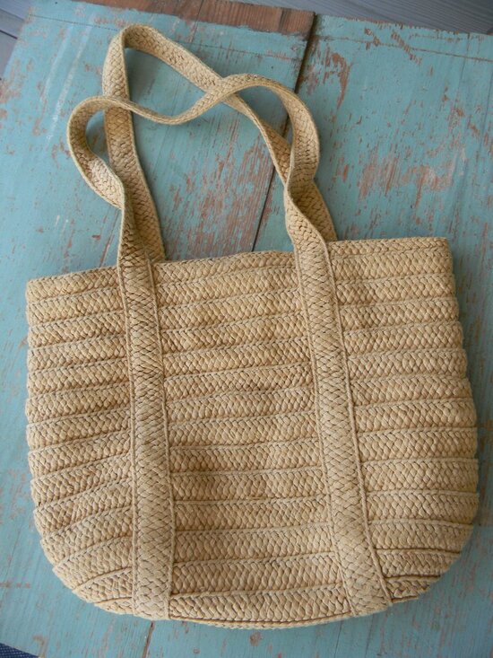 Draper James Handbags - Draper James Everyday Straw Tote Bag Purse With Blue Liner 14x12